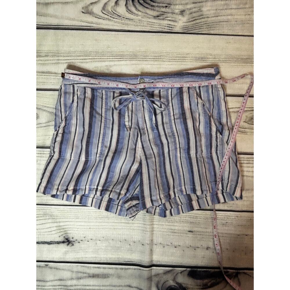 Artisan NY 100% Linen Sz 12 Shorts Blue White Stripe Spring Summer